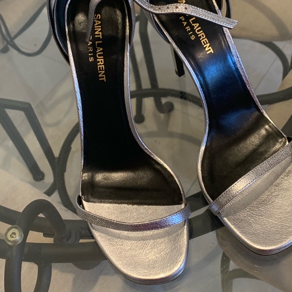 Saint Laurent Classic Strap Heels Silver - Picture 2 of 6
